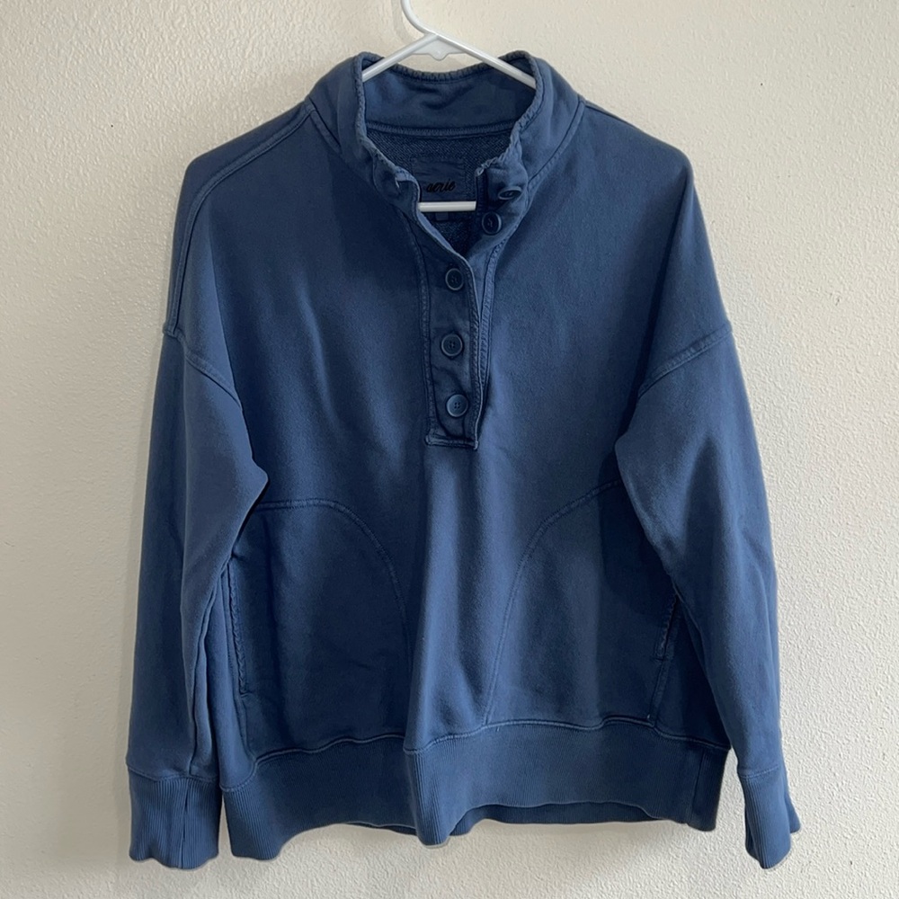 Aerie Women’s Blue Half Button Up Sweatshirt